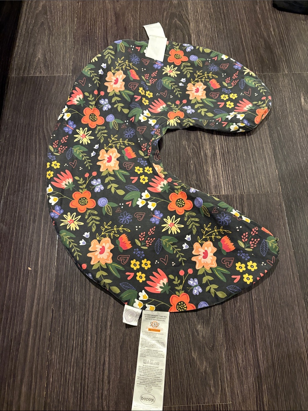 Boppy Nursing Pillow Cover Slipcover Black Folk Floral Hearts⁠